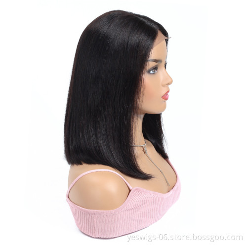 Fashion Design 8 Inch Malaysian Human Hair Lace Front Closure Short Bob Wig Wholesale Straight Human Hair Bob Malaysian Wigs
